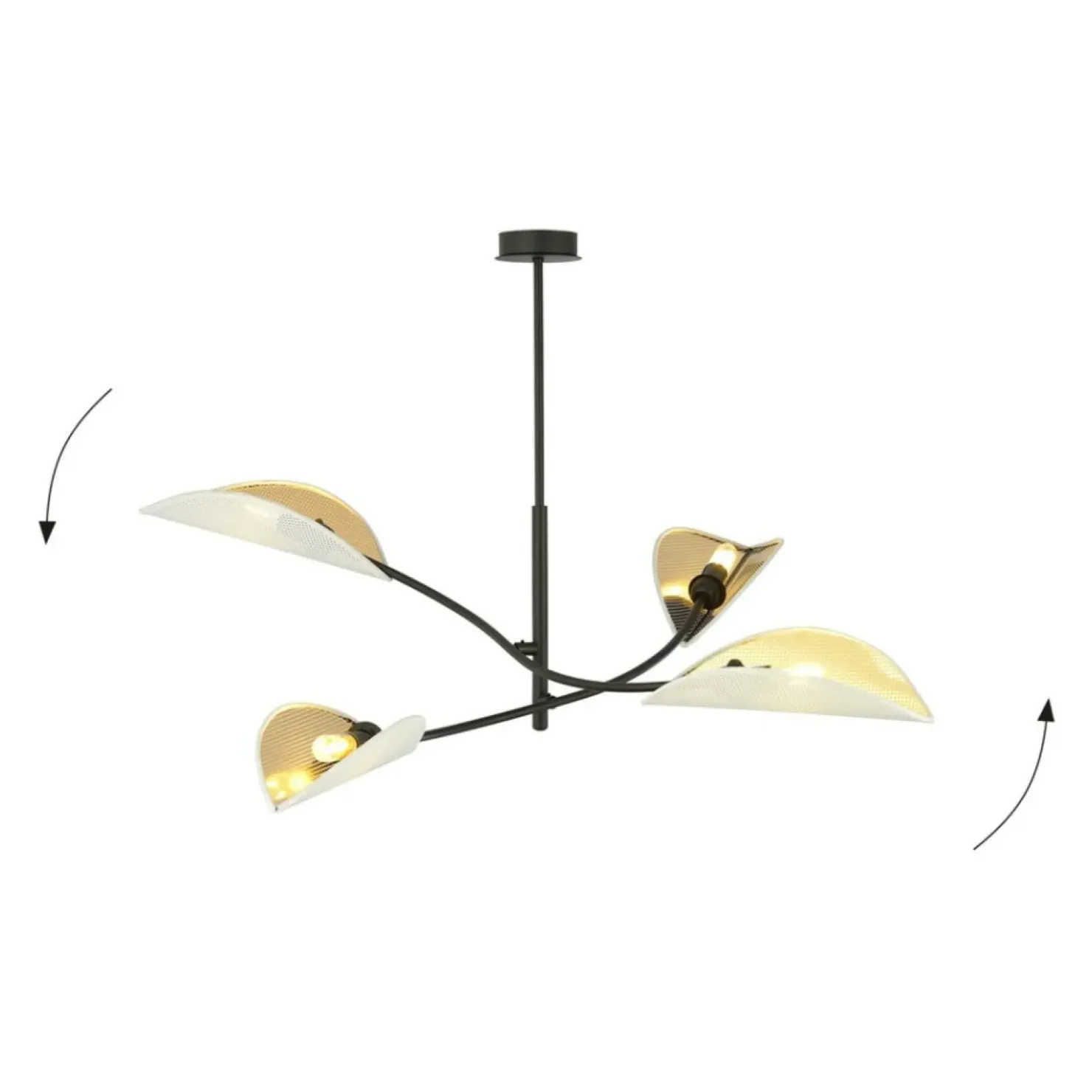 Flash Sale Sklep Kaja Lampa z biało-złotymi, otwartymi abażurami 1107/4 LOTUS | Kaja