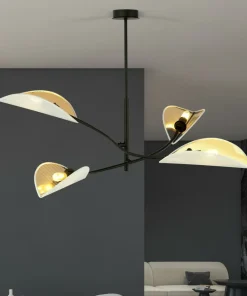 Flash Sale Sklep Kaja Lampa z biało-złotymi, otwartymi abażurami 1107/4 LOTUS | Kaja