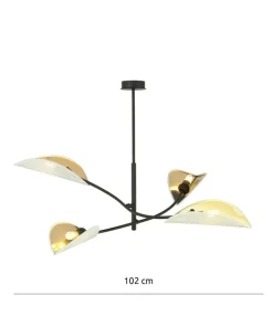 Flash Sale Sklep Kaja Lampa z biało-złotymi, otwartymi abażurami 1107/4 LOTUS | Kaja