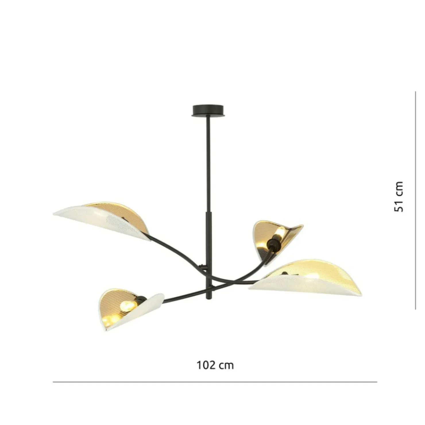 Flash Sale Sklep Kaja Lampa z biało-złotymi, otwartymi abażurami 1107/4 LOTUS | Kaja
