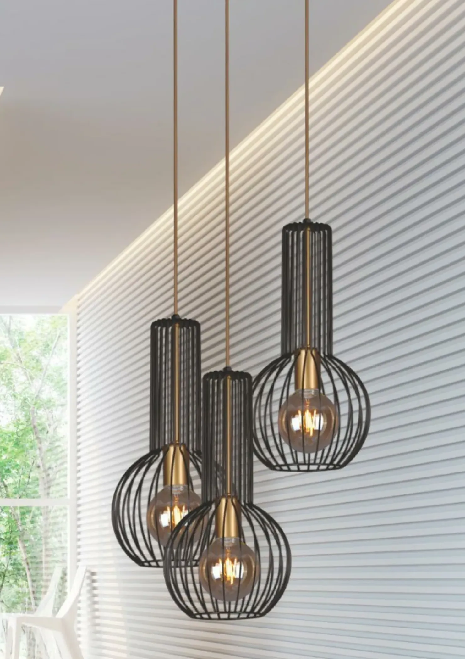 Sale Sklep Kaja Lampa z czarno-złotymi kloszami K-4522 ARVI BLACK | Kaja Oświetlenie