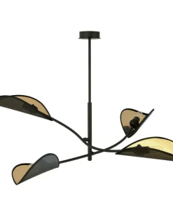 New Sklep Kaja Lampa z czarno-złotymi, otwartymi abażurami 1106/4 LOTUS | Kaja