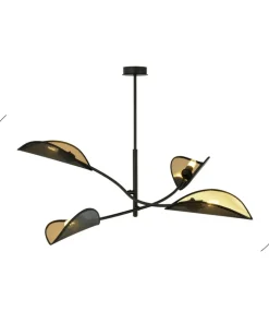 New Sklep Kaja Lampa z czarno-złotymi, otwartymi abażurami 1106/4 LOTUS | Kaja