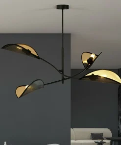 New Sklep Kaja Lampa z czarno-złotymi, otwartymi abażurami 1106/4 LOTUS | Kaja