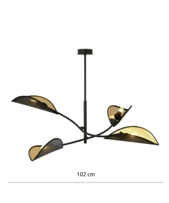 New Sklep Kaja Lampa z czarno-złotymi, otwartymi abażurami 1106/4 LOTUS | Kaja