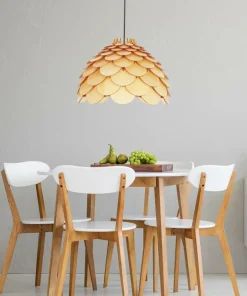 Fashion Sklep Kaja Lampa z drewnianym abażurem ⌀35cm LP-101335/1P S BURGO | Kaja