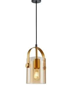 Hot Sklep Kaja Lampa z miodowym kloszem PND-32453-1-GD+AMB NANESMA | Kaja Oświetlenie złoty