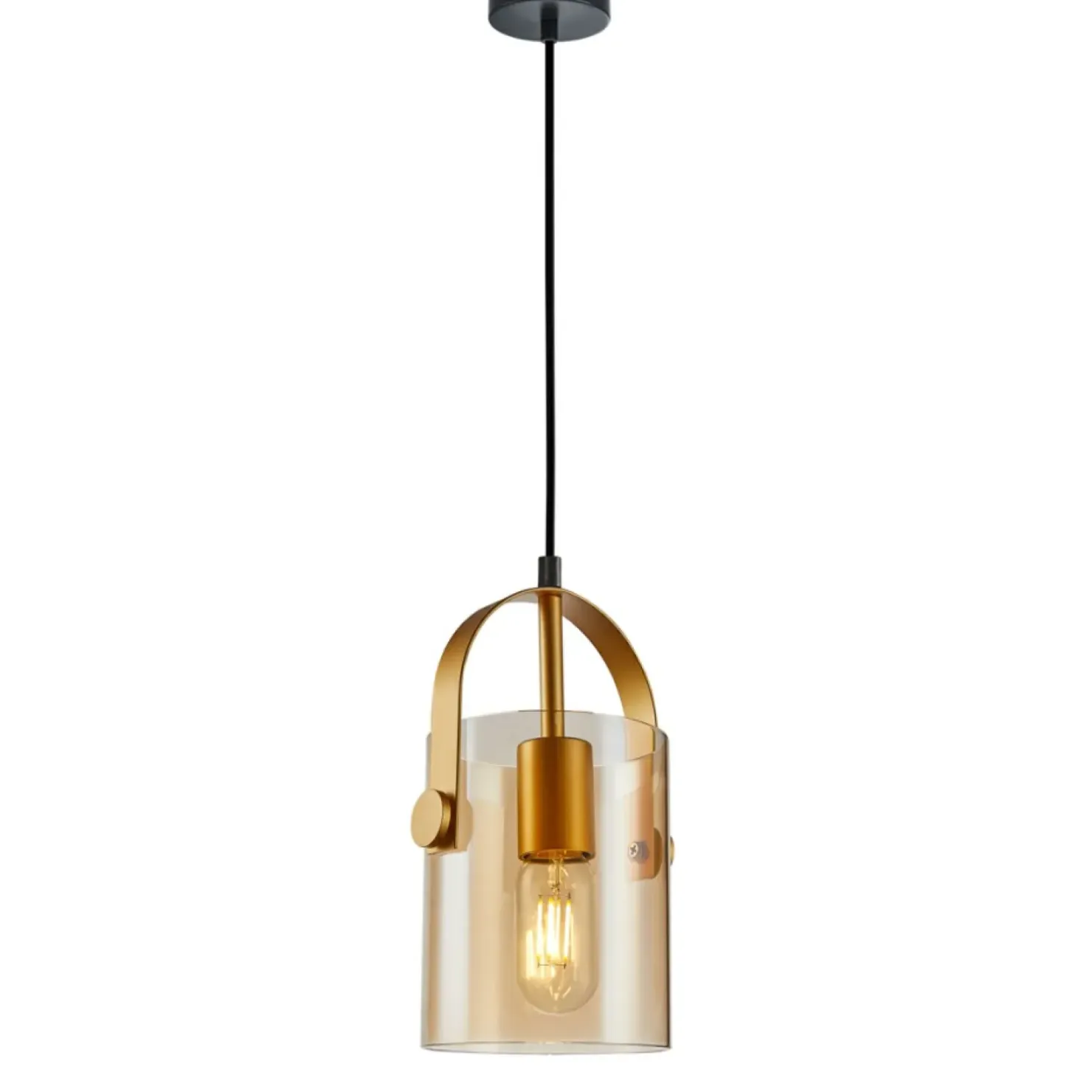 Hot Sklep Kaja Lampa z miodowym kloszem PND-32453-1-GD+AMB NANESMA | Kaja Oświetlenie złoty