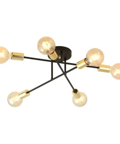 Outlet Sklep Kaja Lampa z odsłoniętymi żarówkami - czarno-złota 1175/6B z serii VEKEN