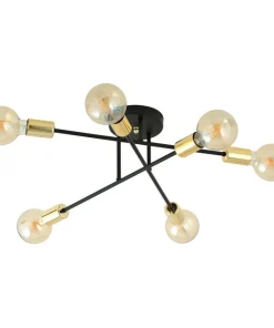 Outlet Sklep Kaja Lampa z odsłoniętymi żarówkami - czarno-złota 1175/6B z serii VEKEN