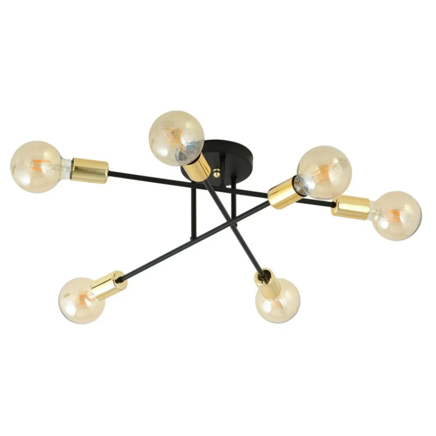 Outlet Sklep Kaja Lampa z odsłoniętymi żarówkami - czarno-złota 1175/6B z serii VEKEN