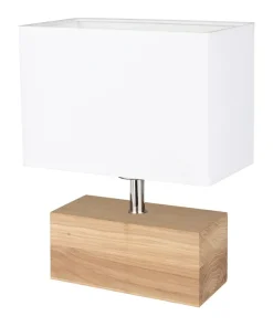 Lampka stołowa drewniana kostka z abażurem 7462174 THEO | Kaja*Sklep Kaja Outlet