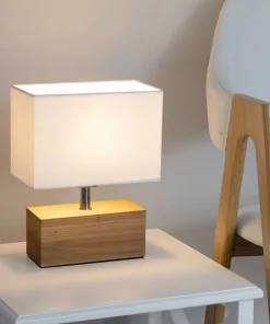 Lampka stołowa drewniana kostka z abażurem 7462174 THEO | Kaja*Sklep Kaja Outlet