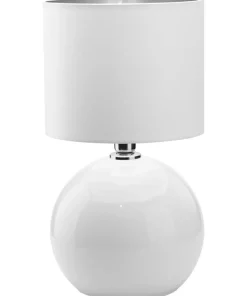 Lampka stołowa z biało-srebrnym abażurem TK 5066 PALLA | Kaja*Sklep Kaja Store