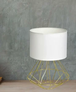Lampka stołowa z białym abażurem, złota podstawa MLP6268 z serii LUPO | Kaja Ośw*Sklep Kaja Best Sale