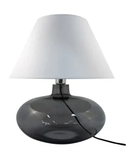 Lampka stołowa z dymioną, szklaną podstawą 5521WH ADANA | Kaja*Sklep Kaja Flash Sale
