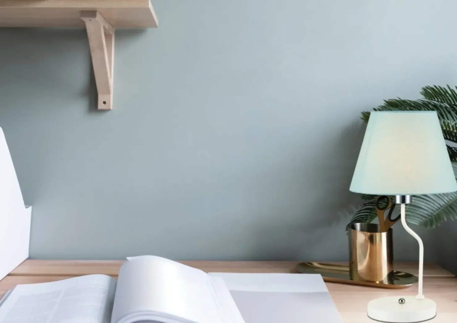 Lampka stołowa z niebieskim abażurem LEDEA 50501099 YORK | Kaja*Sklep Kaja Store