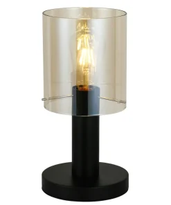 Lampka z bursztynowym kloszem TB-5581-1-BK+AMB SARDO | Kaja*Sklep Kaja Discount