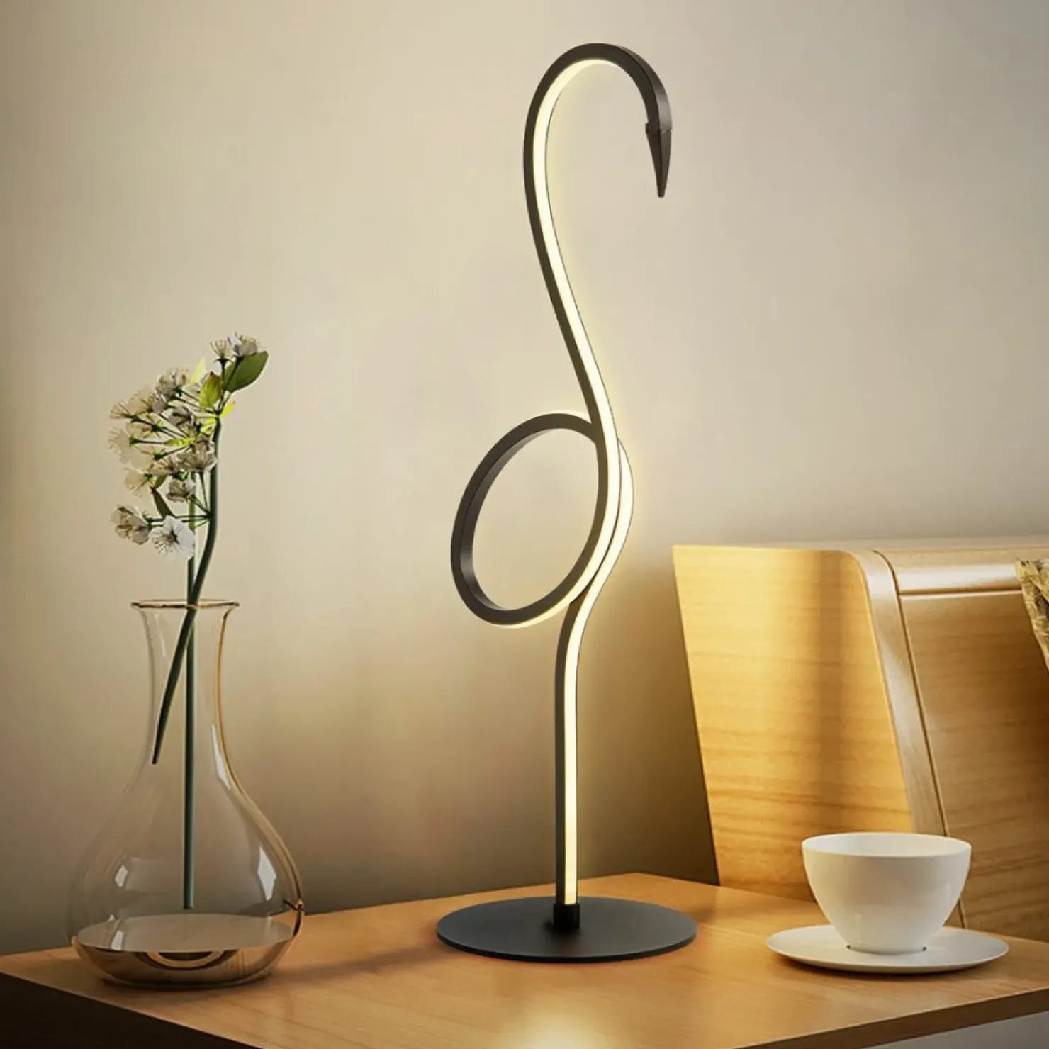 Ledowa lampka stołowa, flaming FLAMINGO-TL-BLK z serii FLAMINGO*Sklep Kaja Sale