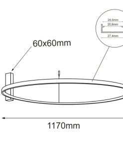 Ledowe, czarne koło sufitowe ⌀117cm 3000K ANT 1350 z serii AGA*Sklep Kaja Store