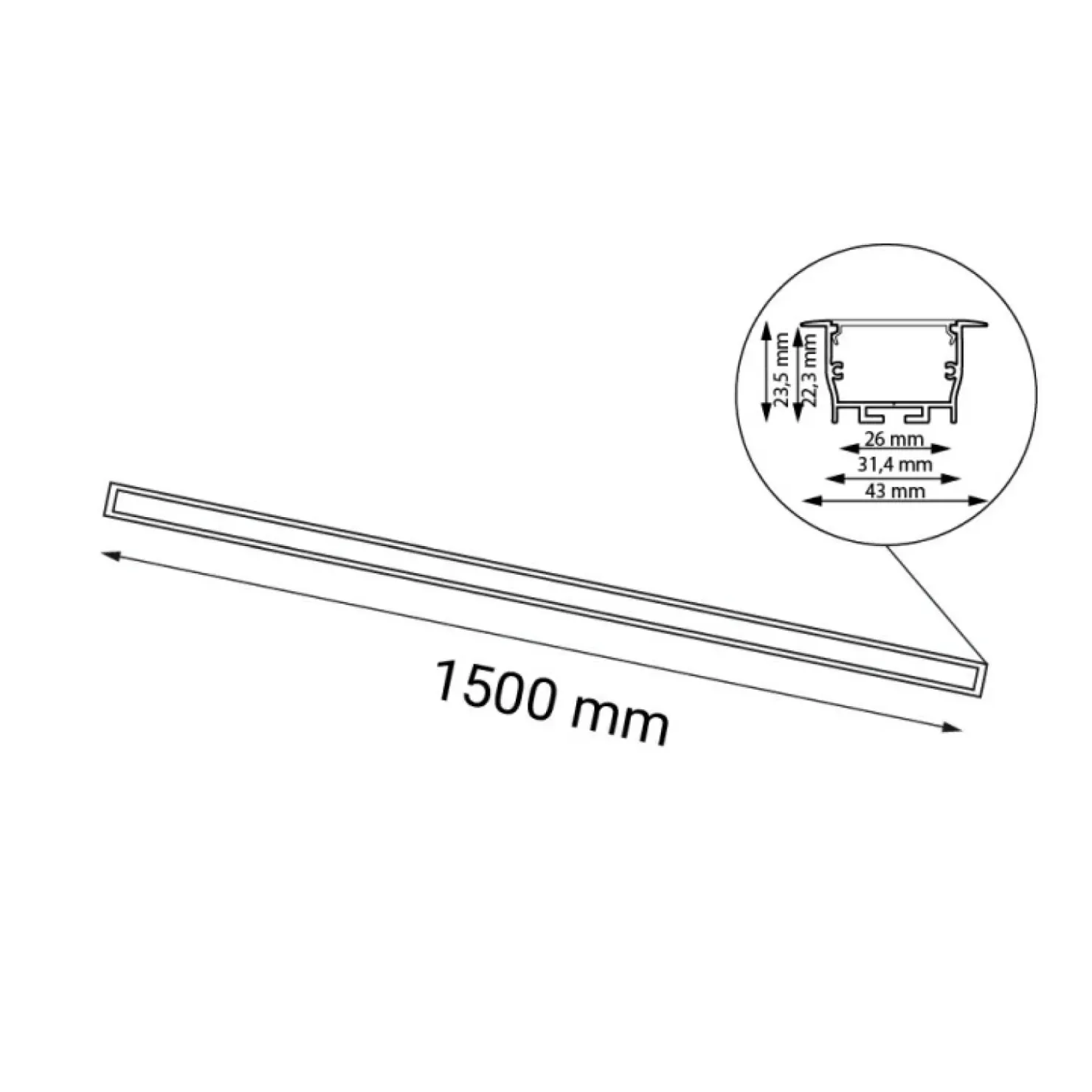 Ledowy panel wpustowy o szerokości 150cm 3000K ANT 1832 HIATE | Kaja*Sklep Kaja Best Sale