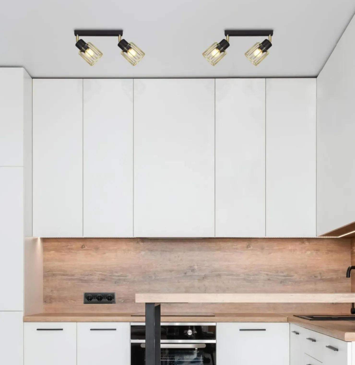 Outlet Sklep Kaja Listwa na sufit, druciane klosze K-4781 TROY GOLD | Kaja Oświetlenie