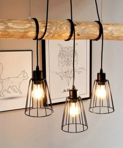 Best Sklep Kaja Loftowa lampa wisząca z sosnową belką 68204304 TRABO SHORT | Kaja