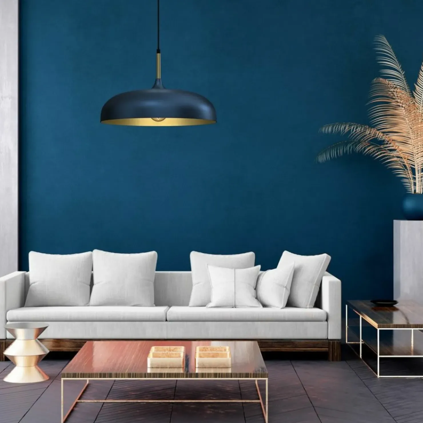 Shop Sklep Kaja Metalowa lampa wisząca, niebieski klosz MLP7901 z serii LINCOLN | Kaja Oświetlen
