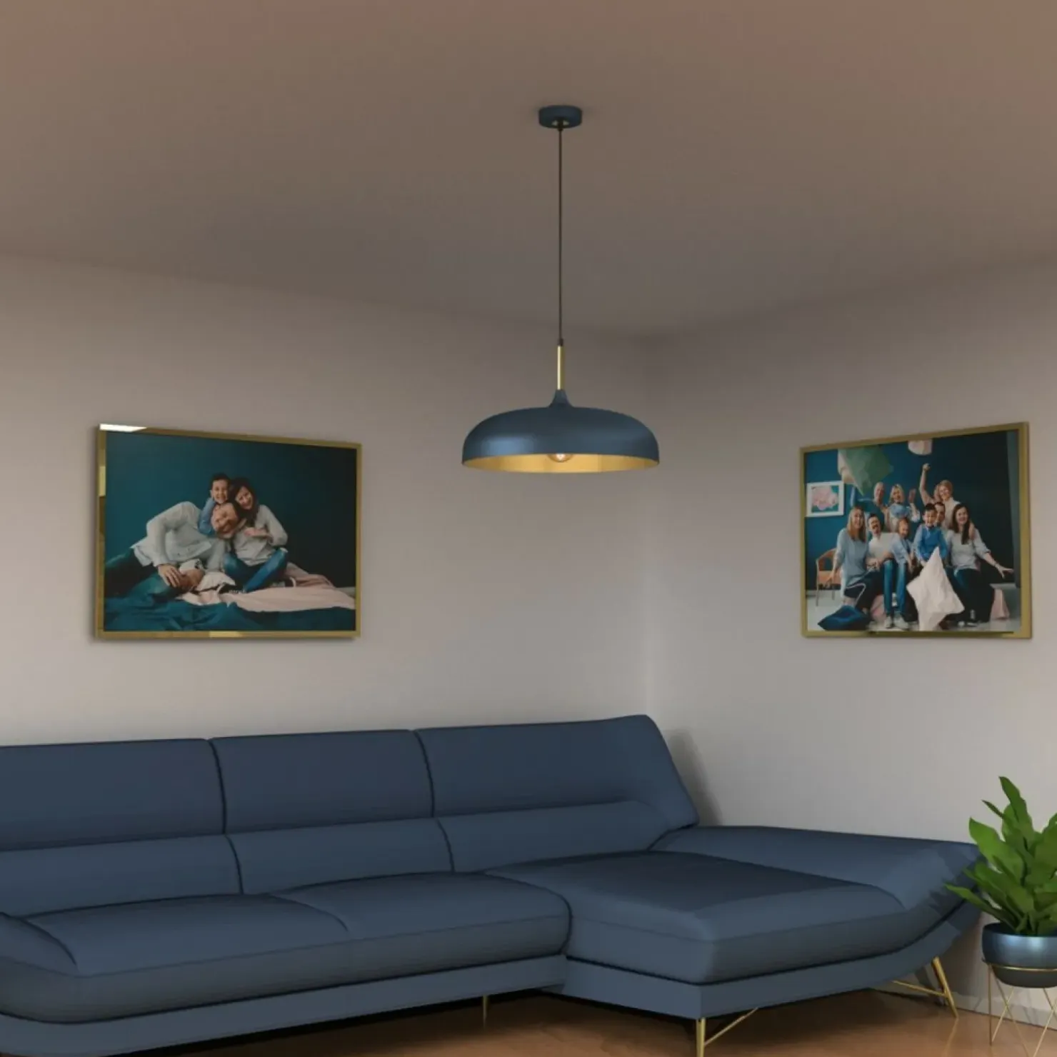 Shop Sklep Kaja Metalowa lampa wisząca, niebieski klosz MLP7901 z serii LINCOLN | Kaja Oświetlen