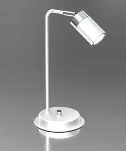 Minimalistyczna, biało-srebrna lampka biurkowa MLP7751 JOKER | Kaja*Sklep Kaja Best