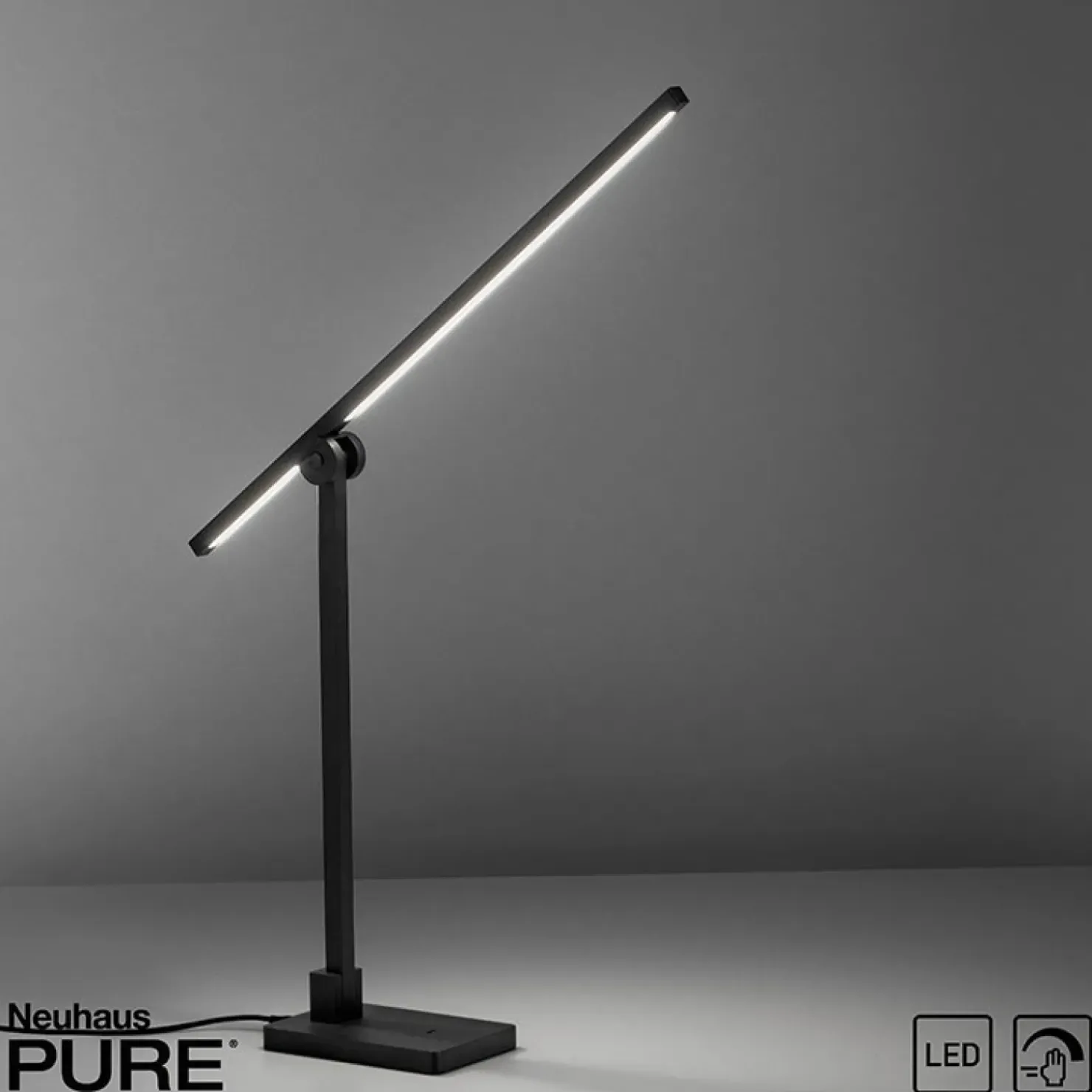 Minimalistyczna czarna lampka biurkowa LED 4407-18 z serii PURE-GRAFO*Sklep Kaja Outlet