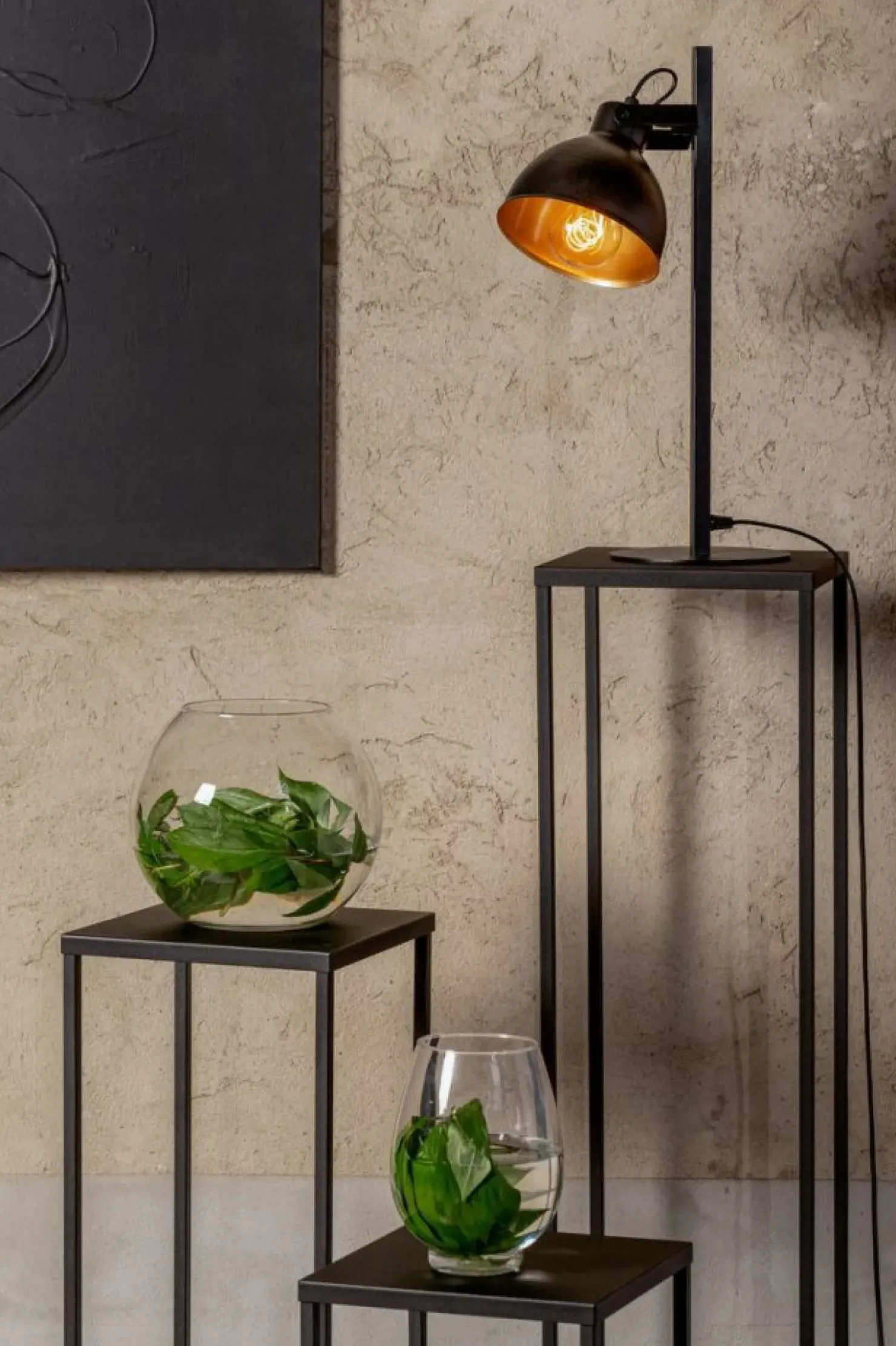Minimalistyczna, czarno-złota lampka biurkowa SIG 50264 - MARS CZ/ZŁ*Sklep Kaja Discount