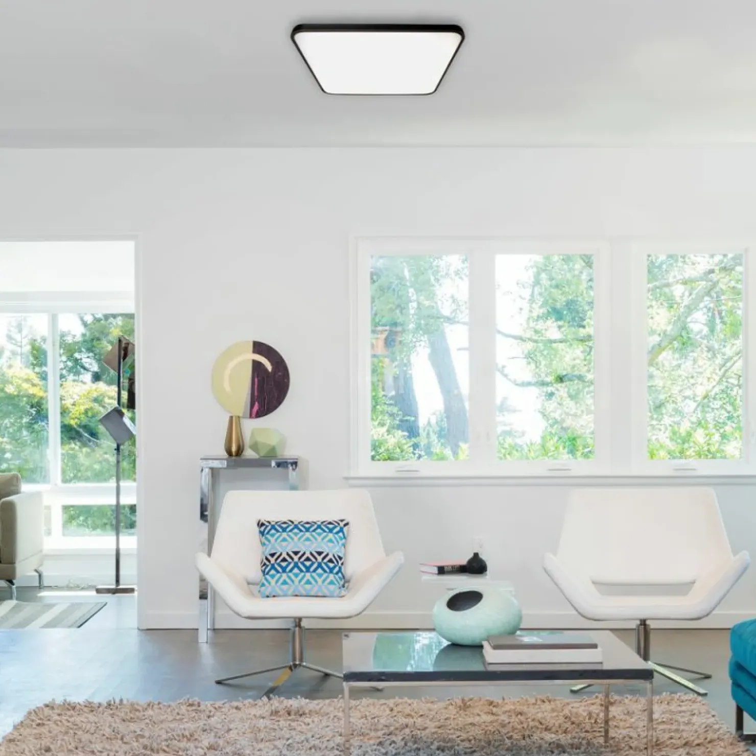 Mleczny plafon LED, czarna ramka 37x37cm 4000K ML7935 FABIO | Kaja*Sklep Kaja Hot