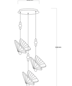 Modernistyczna lampa wisząca motyle LP-1715/3P MARIPOSA | Kaja*Sklep Kaja Fashion