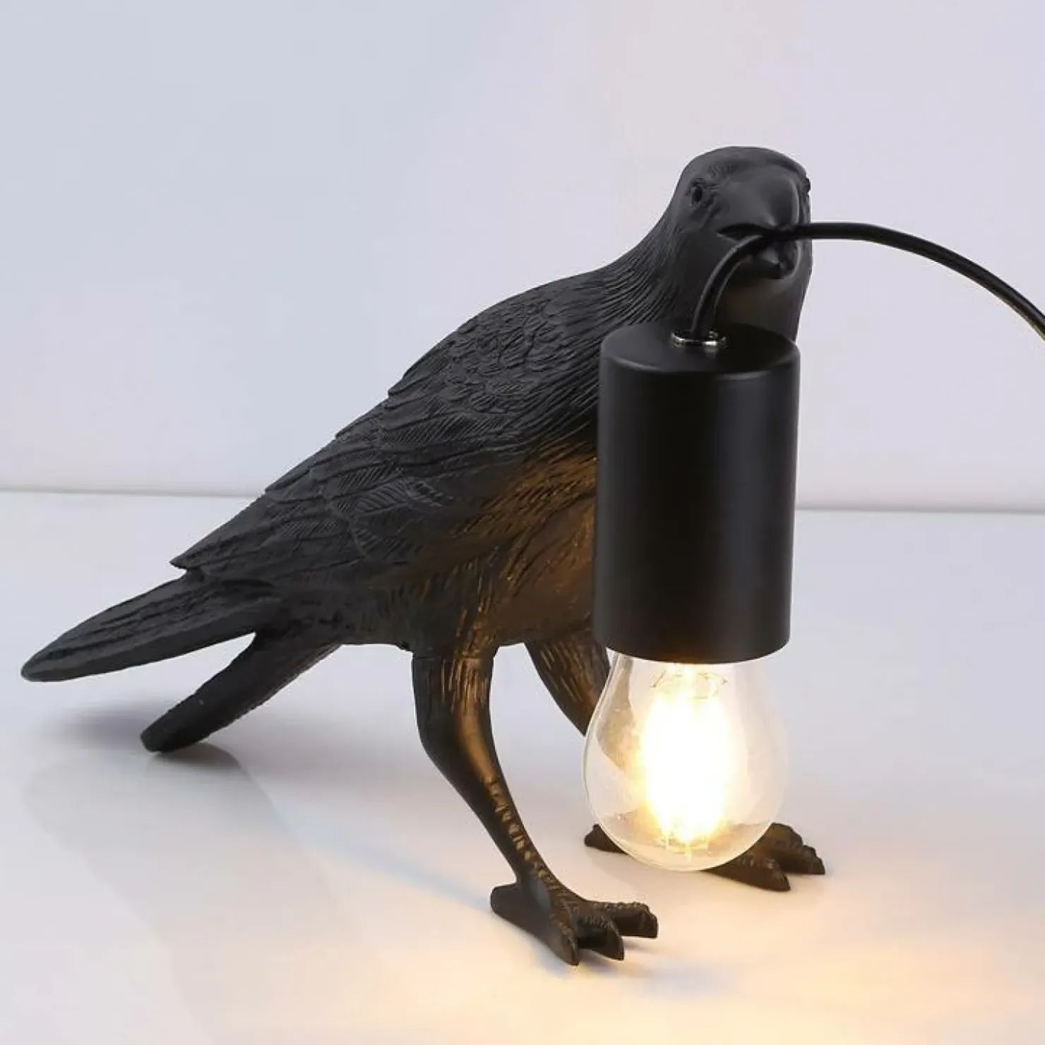Modernistyczna lampka nocna ptak ABR-KARD-K RAVEN | Kaja Oświetlenie*Sklep Kaja New
