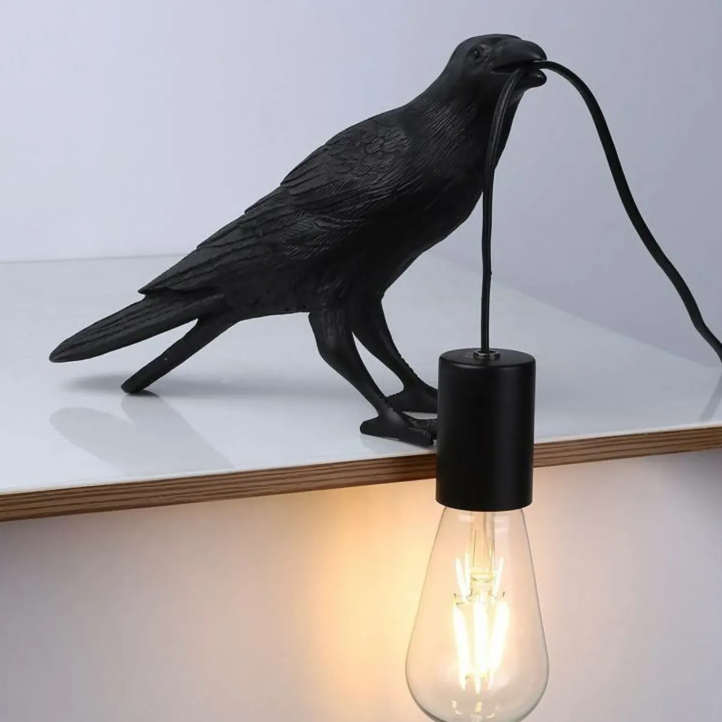 Modernistyczna lampka nocna ptak ABR-KARD-K RAVEN | Kaja Oświetlenie*Sklep Kaja New