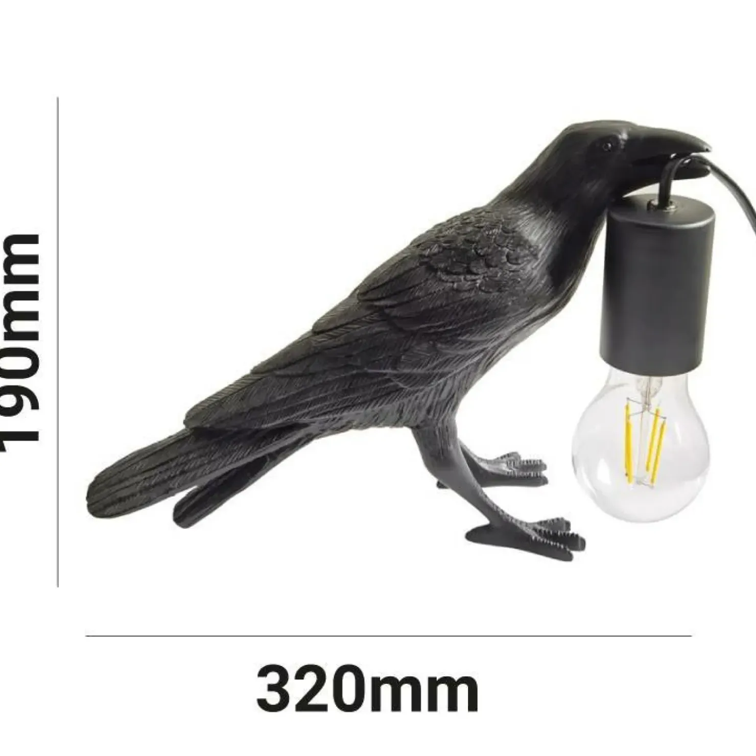 Modernistyczna lampka nocna ptak ABR-KARD-K RAVEN | Kaja Oświetlenie*Sklep Kaja New