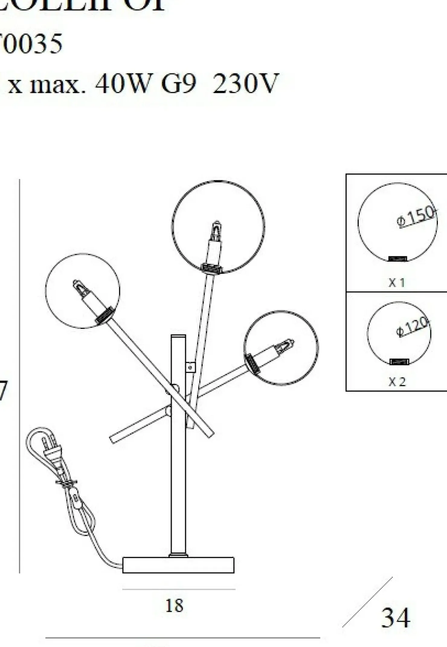 Mosiężna, nowoczesna lampka stołowa MX T0035 LOLLIPOP | Kaja*Sklep Kaja Sale