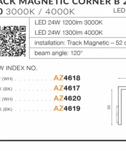 Narożny reflektor LED do szyny 1-fazowej AZ4619 SAGA | Kaja*Sklep Kaja Hot
