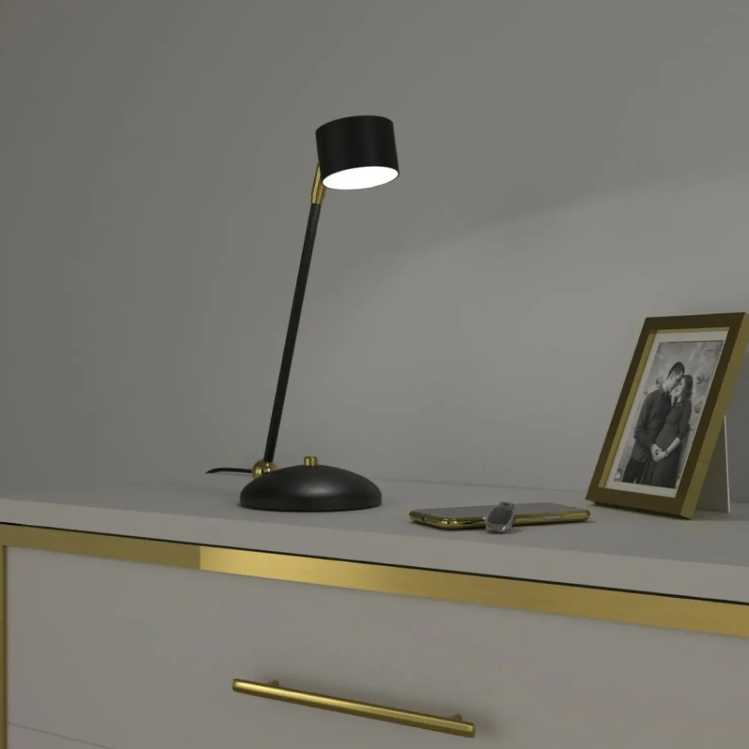 Niebanalna lampa biurkowa, czarno-złota MLP7764 z serii ARENA | Kaja Oświetlenie*Sklep Kaja Outlet