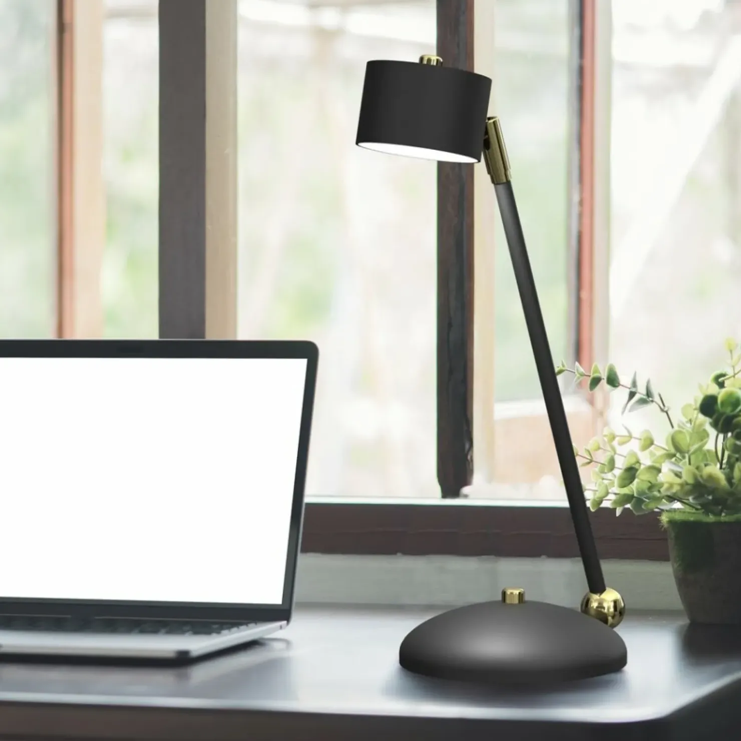 Niebanalna lampa biurkowa, czarno-złota MLP7764 z serii ARENA | Kaja Oświetlenie*Sklep Kaja Outlet