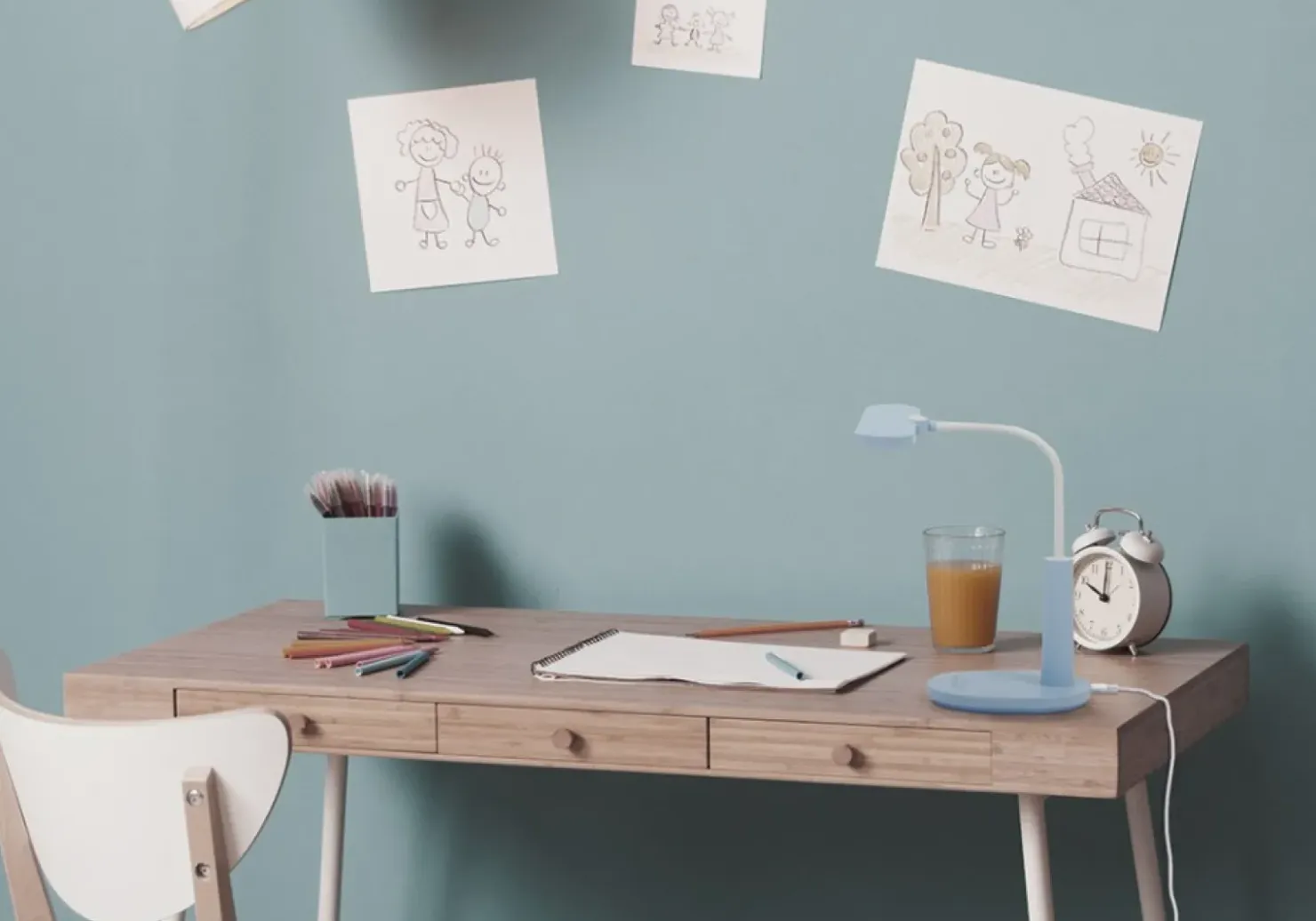 Niebieska lampka biurkowa, wbudowany LED K-BL1521 seria MILO*Sklep Kaja Online