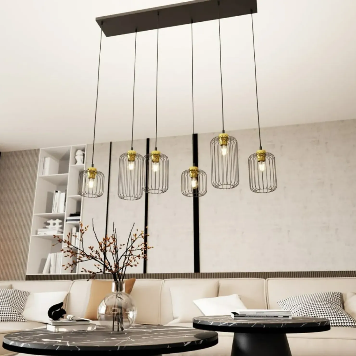 Fashion Sklep Kaja Niecodzienna lampa wisząca, na 6 żarówek 1364/6 z serii VANDER