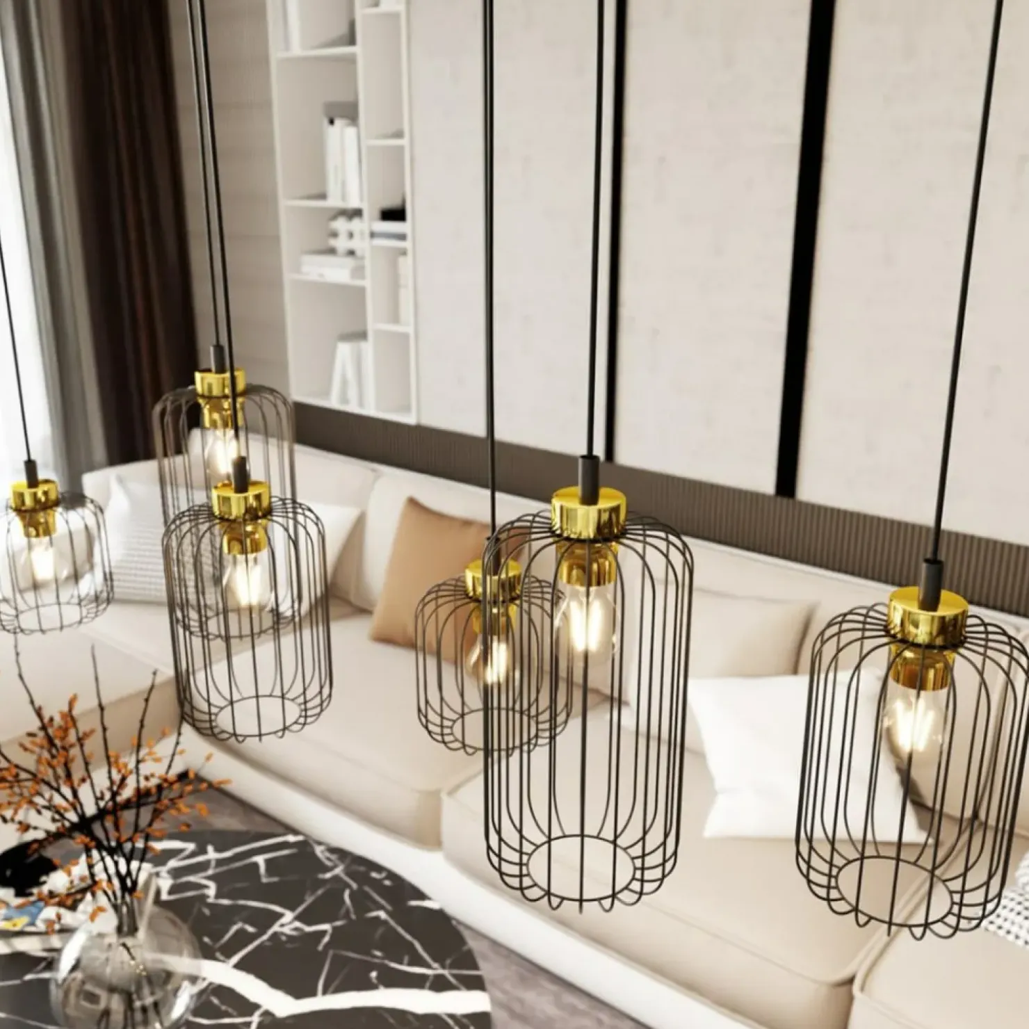 Fashion Sklep Kaja Niecodzienna lampa wisząca, na 6 żarówek 1364/6 z serii VANDER