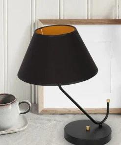 Nietuzinkowa lampa stołowa z czarnym abażurem MLP4914 z serii VICTORIA | Kaja Oś*Sklep Kaja Outlet