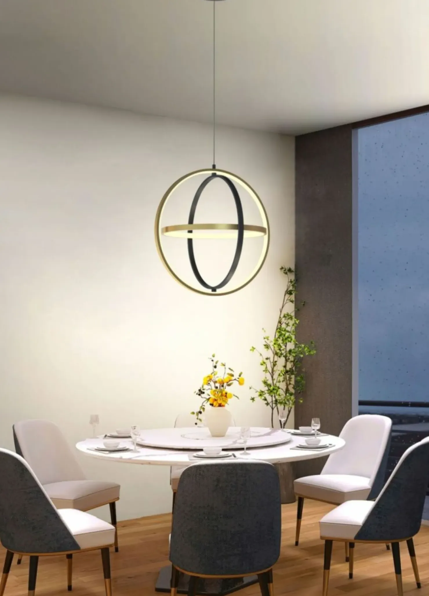 Fashion Sklep Kaja Nowoczesna, czarno-złota lampa wisząca LED WF 6048-0110 LORIA | Kaja