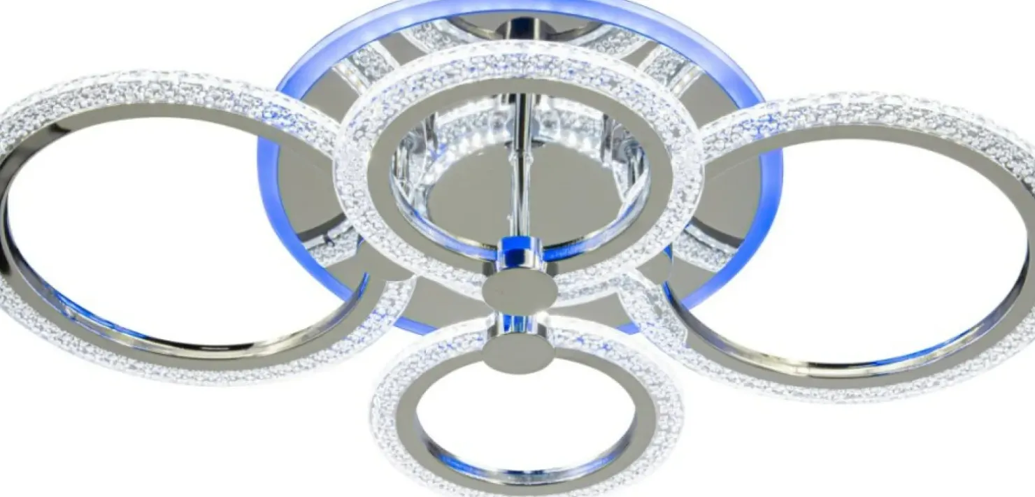 Fashion Sklep Kaja Nowoczesna lampa sufitowa z pilotem w zestawie DRS2032 z serii RING chrom