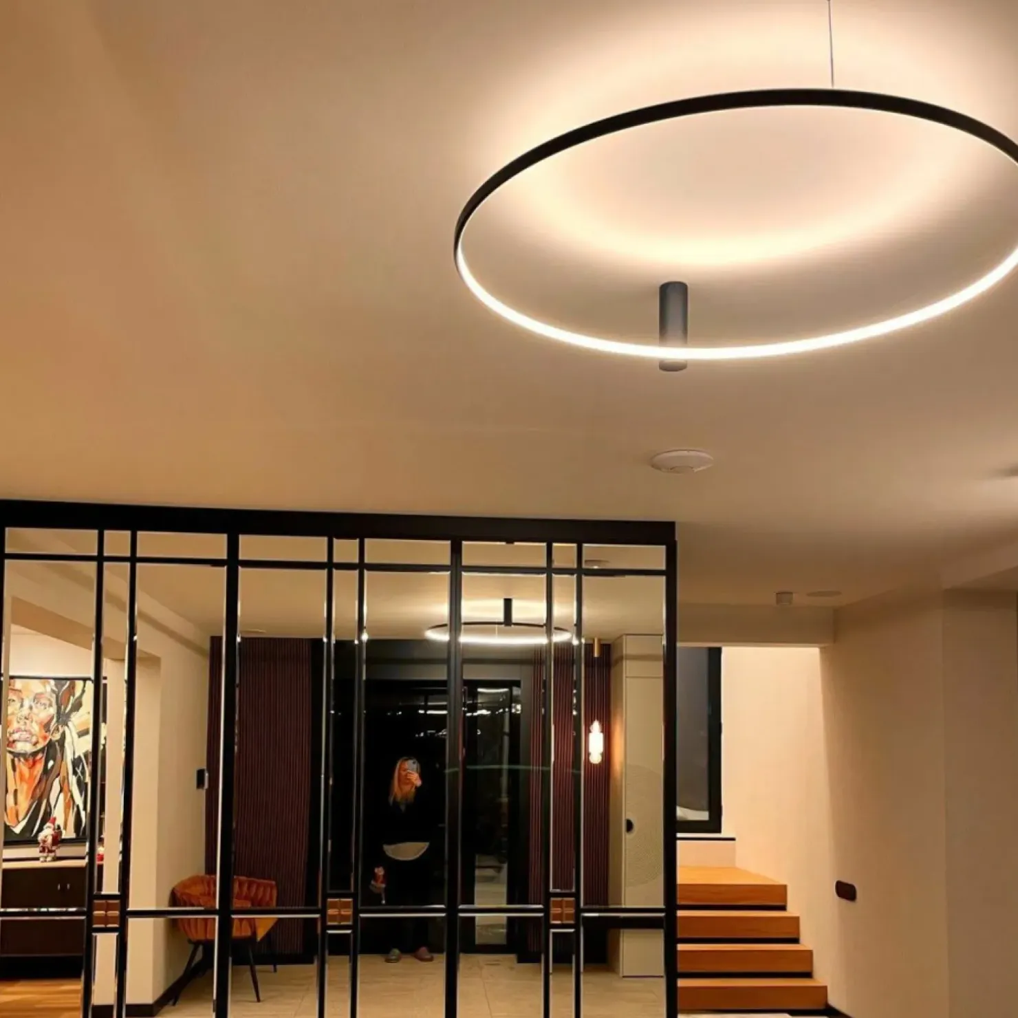 Outlet Sklep Kaja Obręcz ze światłem LED 3000K ⌀60cm LP-909/1C S BK RING | Kaja