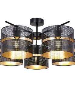 Okazała lampa sufitowa w kolorze czerni i złota K-5503 z serii MALAVI*Sklep Kaja Cheap