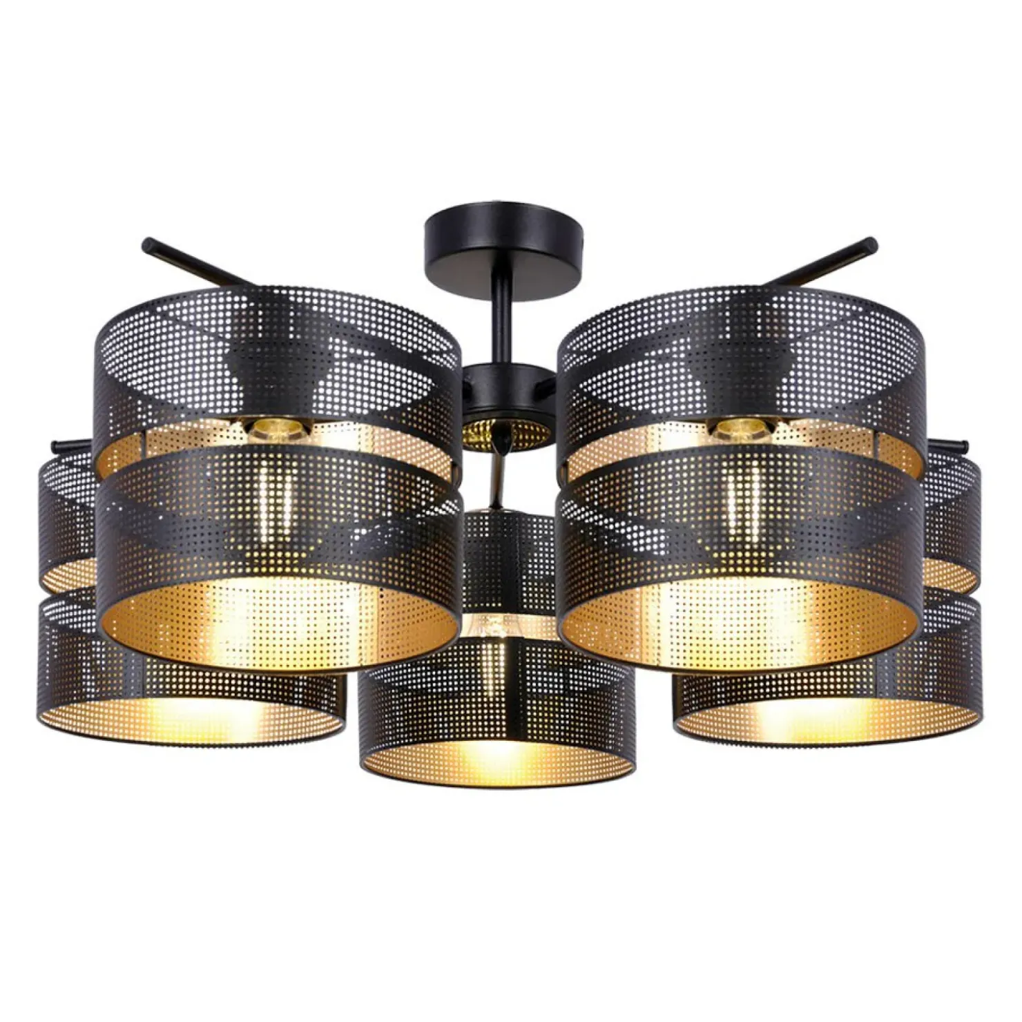Okazała lampa sufitowa w kolorze czerni i złota K-5503 z serii MALAVI*Sklep Kaja Cheap